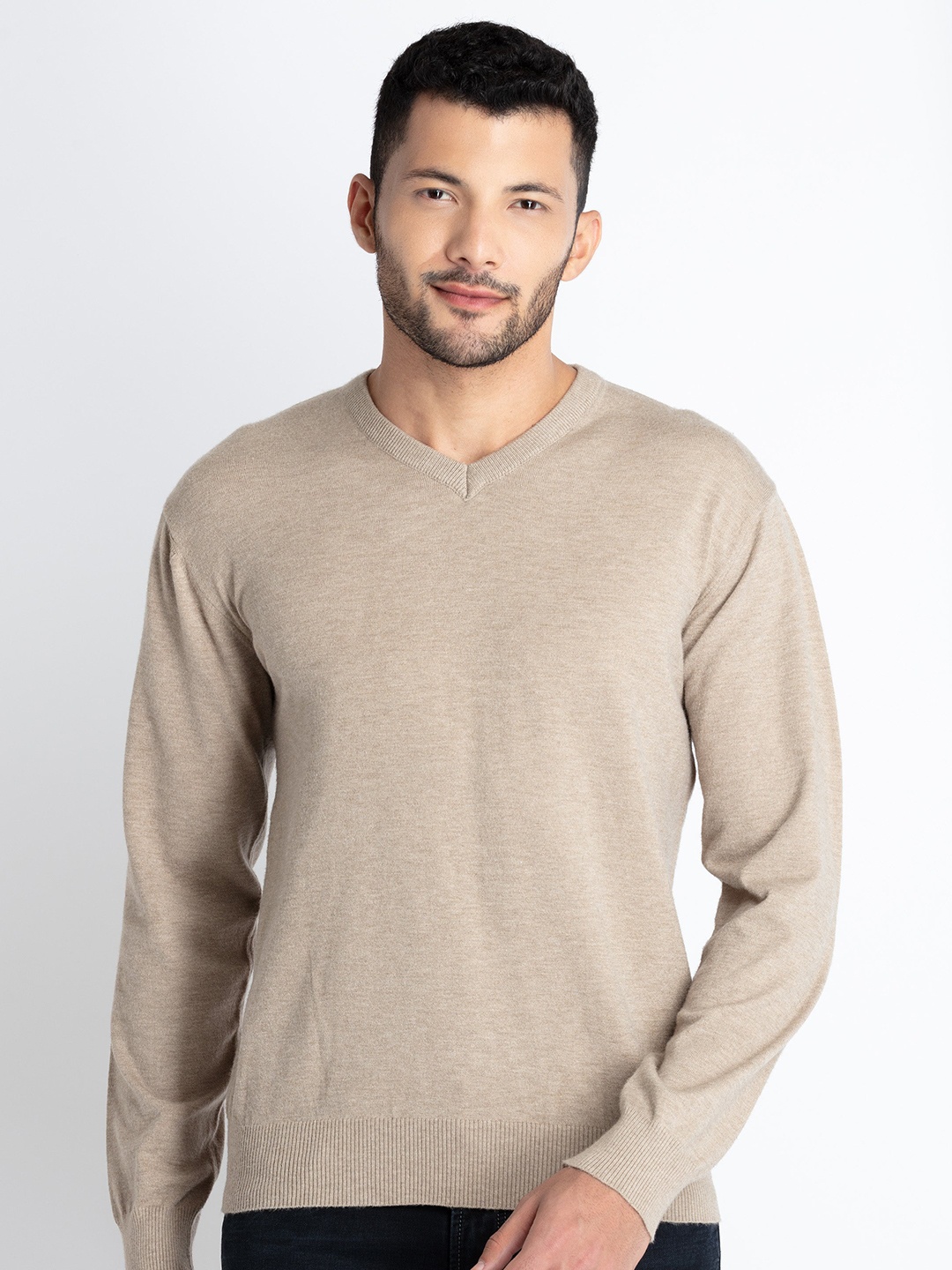 

Status Quo V-Neck Long Sleeves Pullover Sweater, Khaki