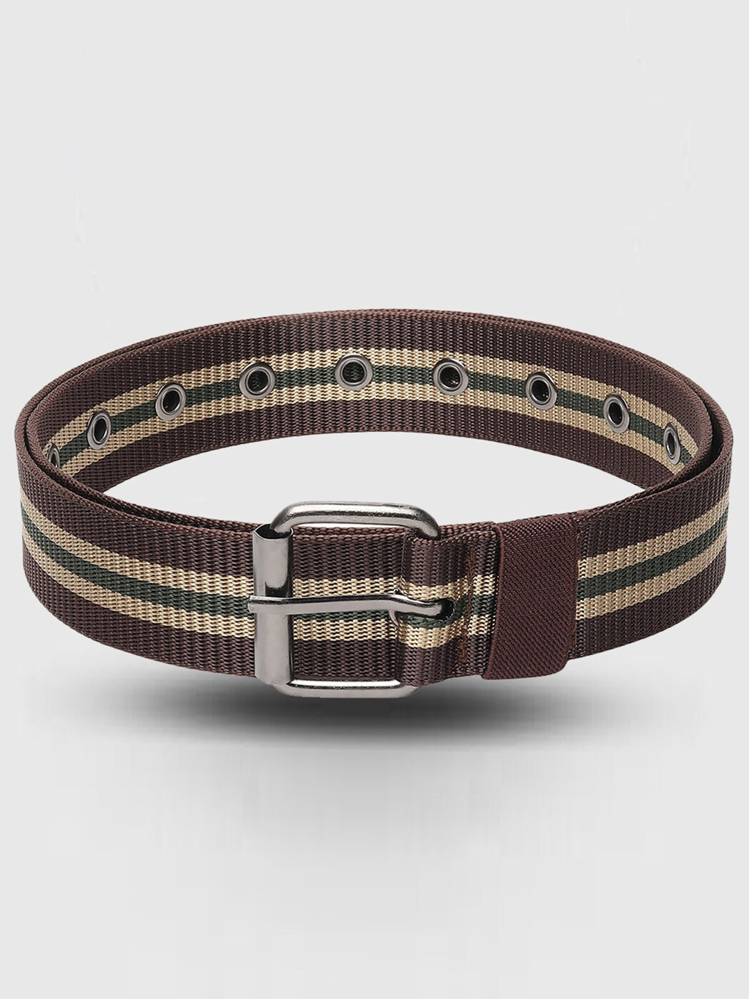 

Mast & Harbour Men Cream-Coloured Striped Belt