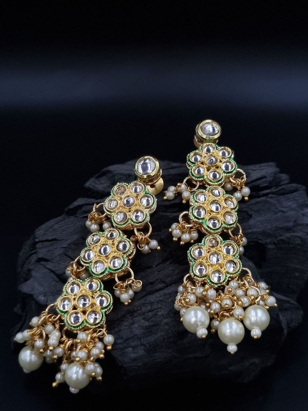 

Anouk Gold-Plated Kundan Studded Contemporary Drop Earrings