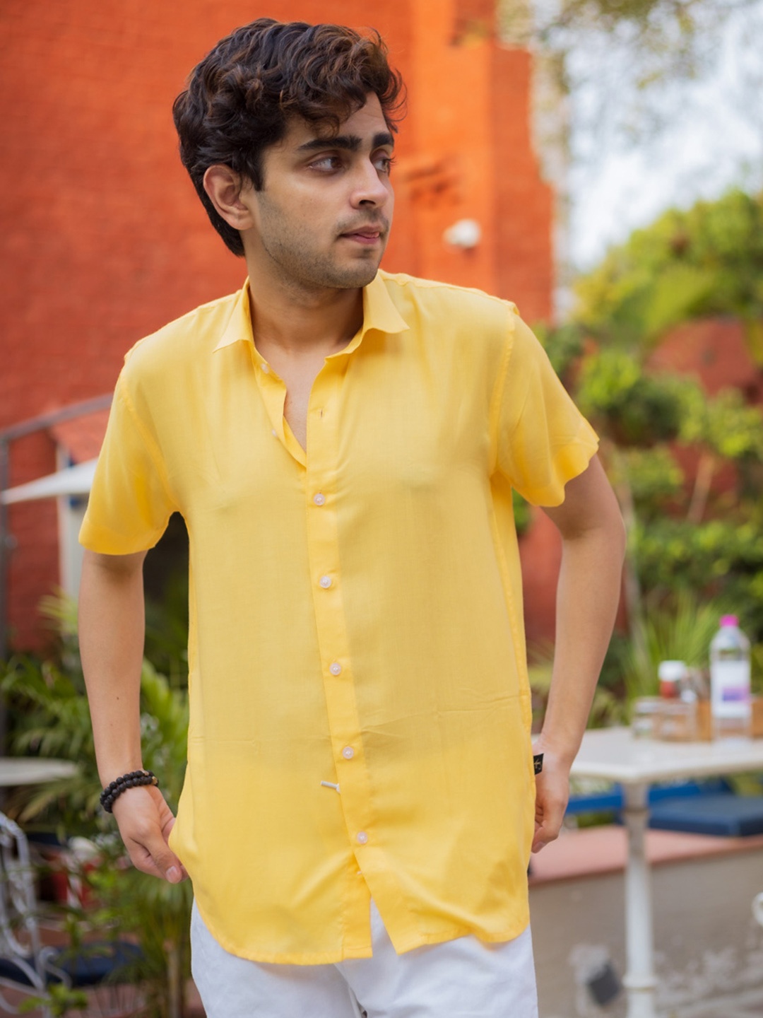 

JAVINISHKA Spread Collar Indian Slim Slim Fit Casual Shirt, Yellow