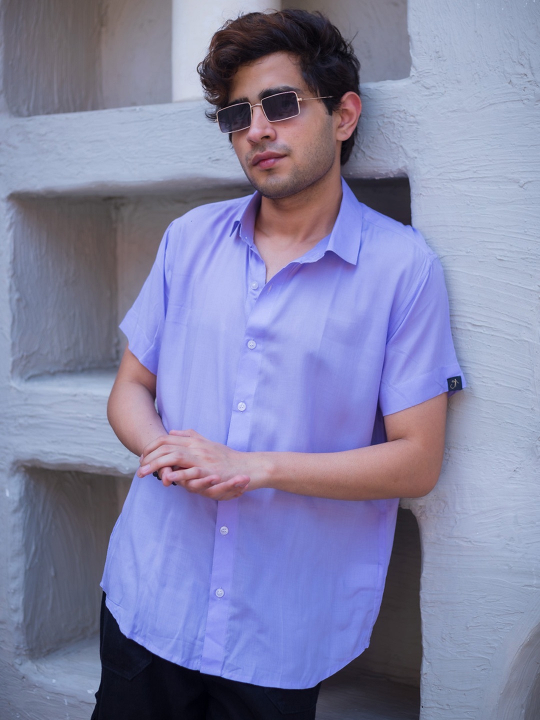 

JAVINISHKA Spread Collar Indian Slim Slim Fit Casual Shirt, Lavender