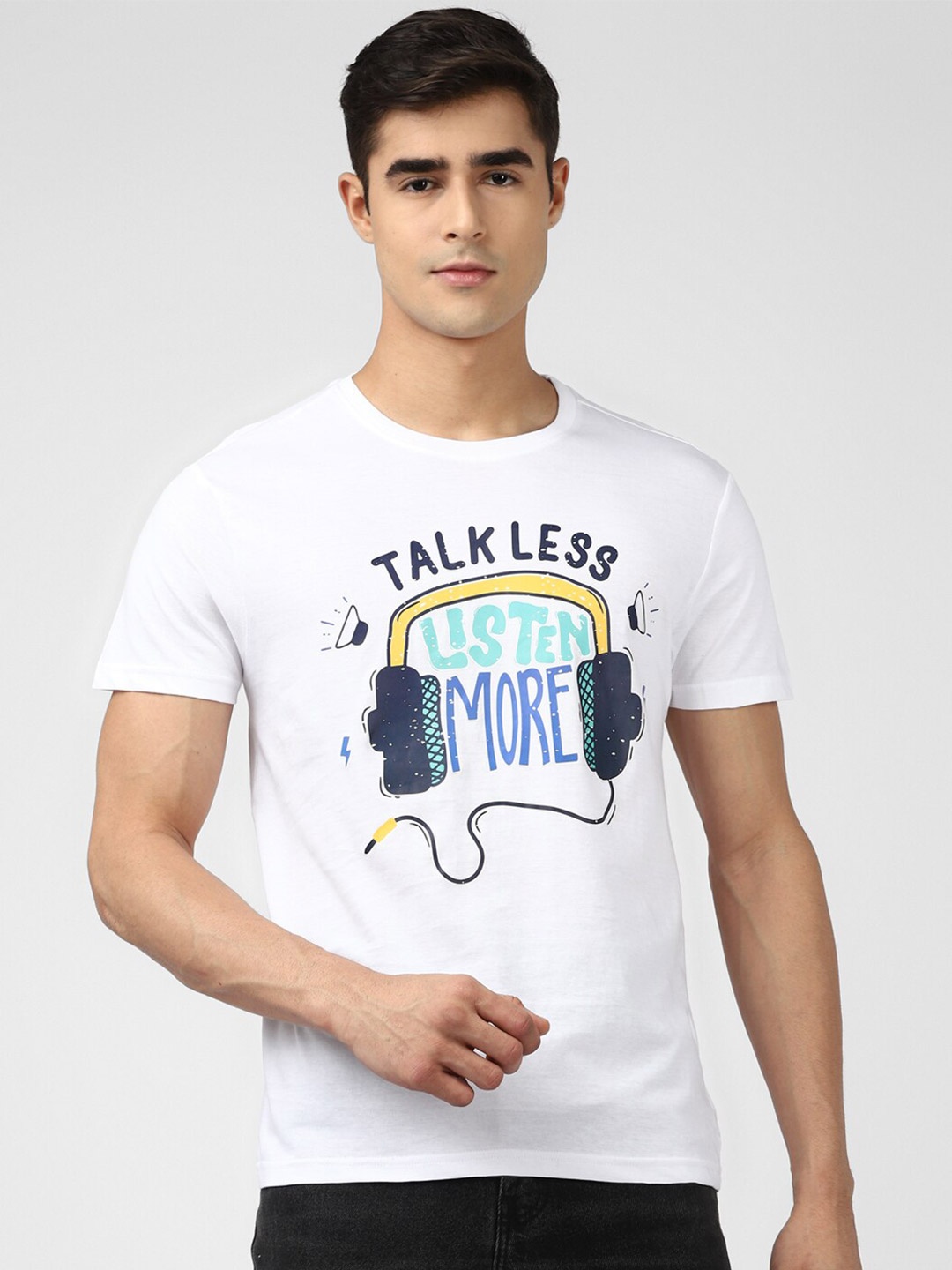 

UrbanMark Graphic Printed Cotton T-shirt, White