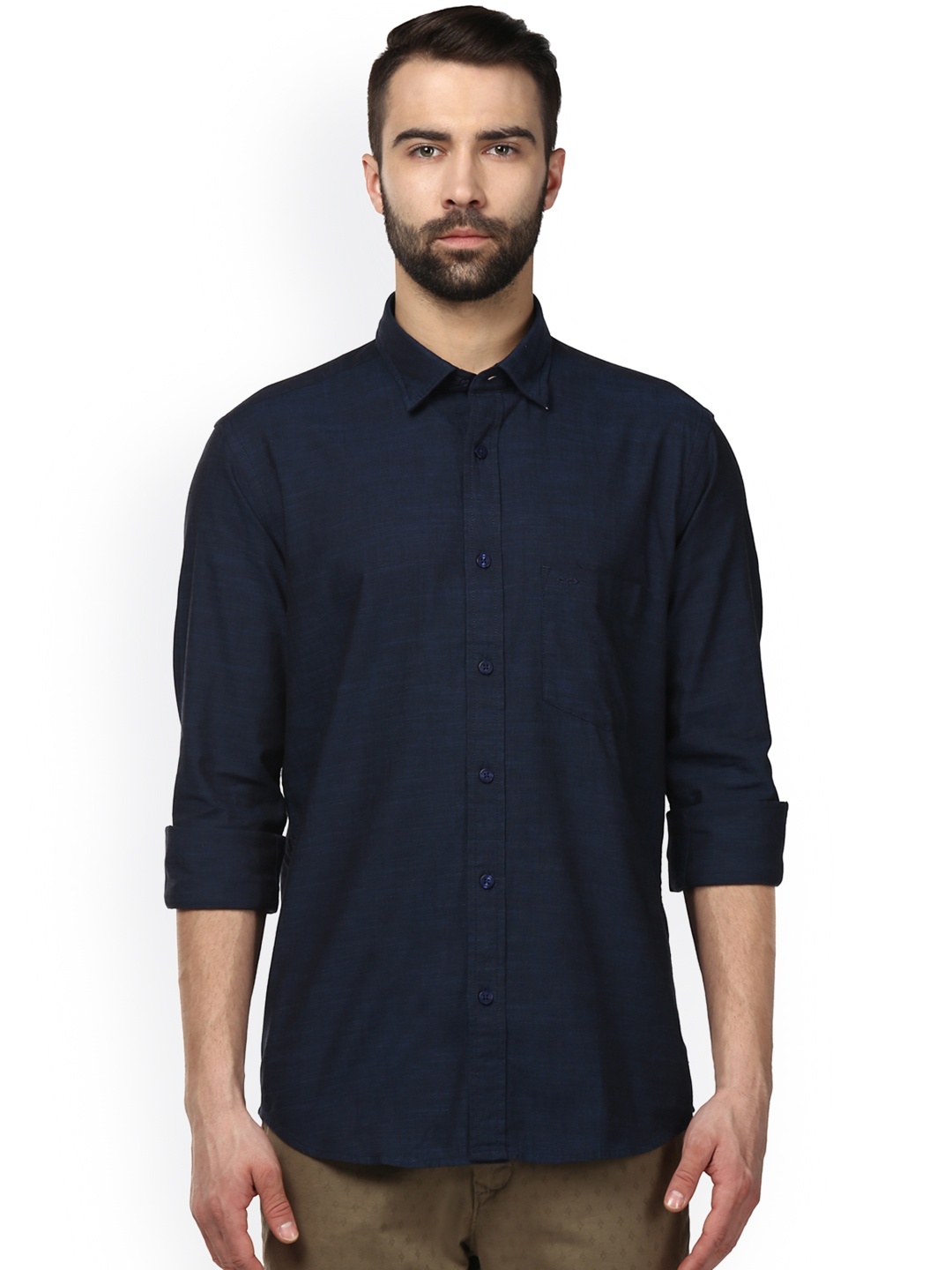 

ColorPlus Men Navy Blue Tailored Fit Solid Semiformal Shirt
