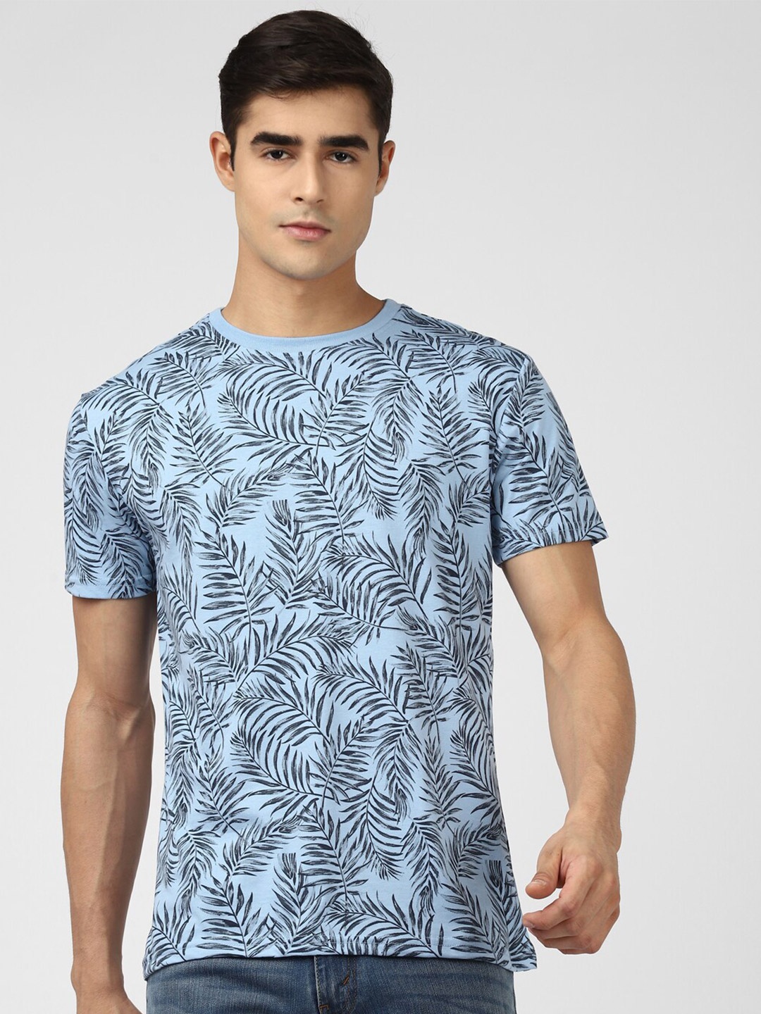 

UrbanMark Floral Printed Round Neck T-shirt, Blue