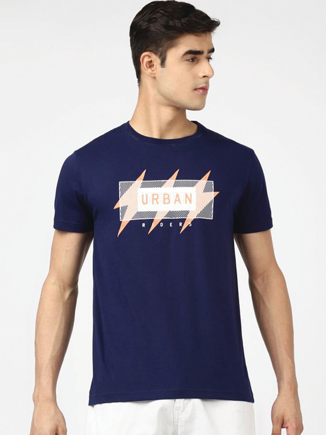 

UrbanMark Printed Short Sleeves T-shirt, Navy blue