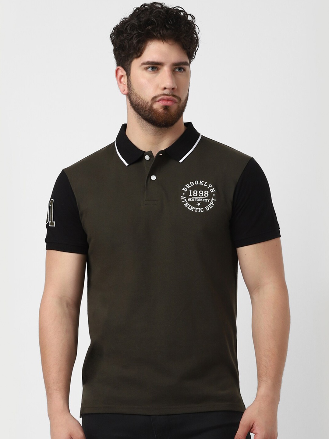 

UrbanMark Short Sleeves Polo Collar T-shirt, Olive