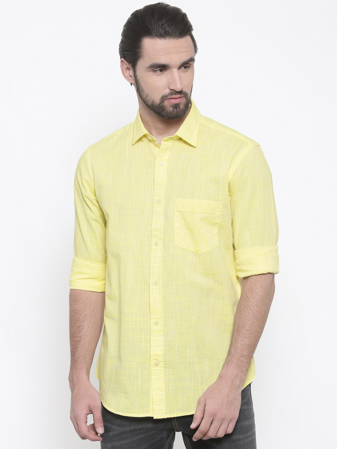 

ColorPlus Men Yellow Tailored Fit Solid Casual Shirt