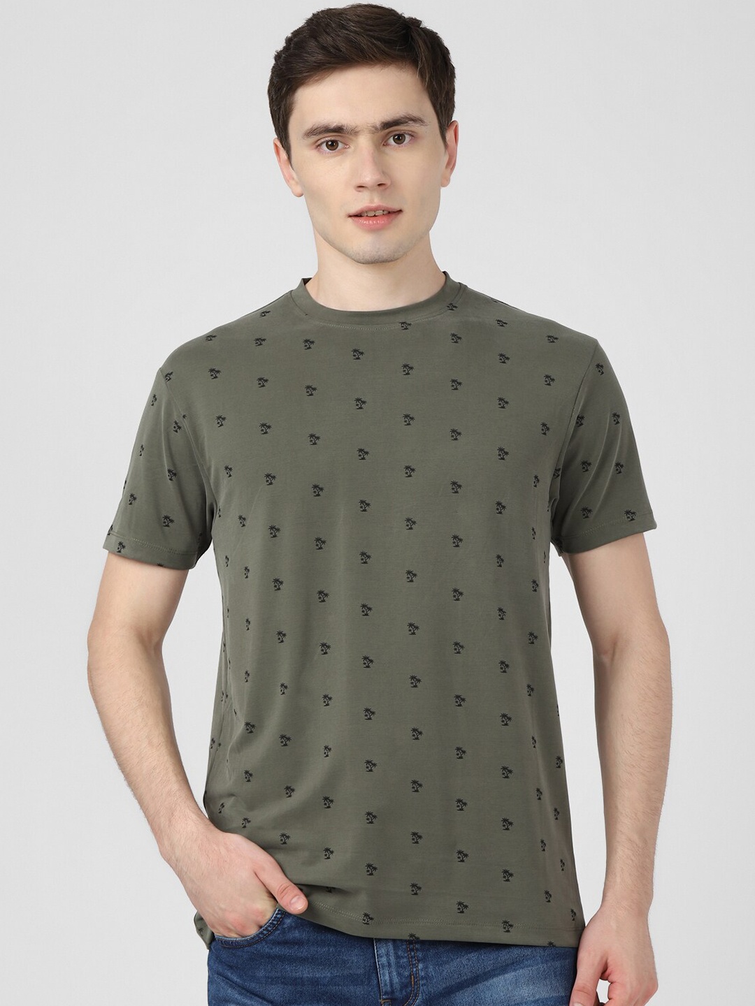 

UrbanMark Printed Short Sleeves T-shirt, Olive