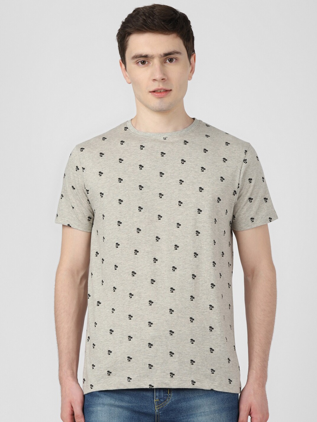 

UrbanMark Conversational Printed Casual T-Shirt, Grey melange