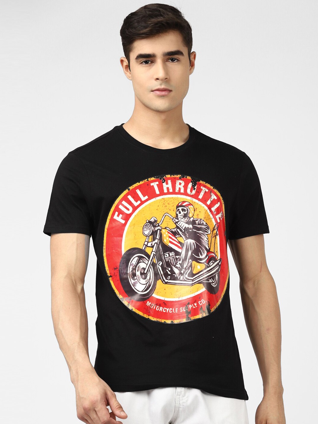 

UrbanMark Graphic Printed Pure Cotton T-Shirt, Black