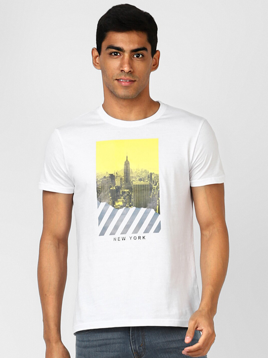 

UrbanMark Graphic Printed Pure Cotton T-Shirt, White
