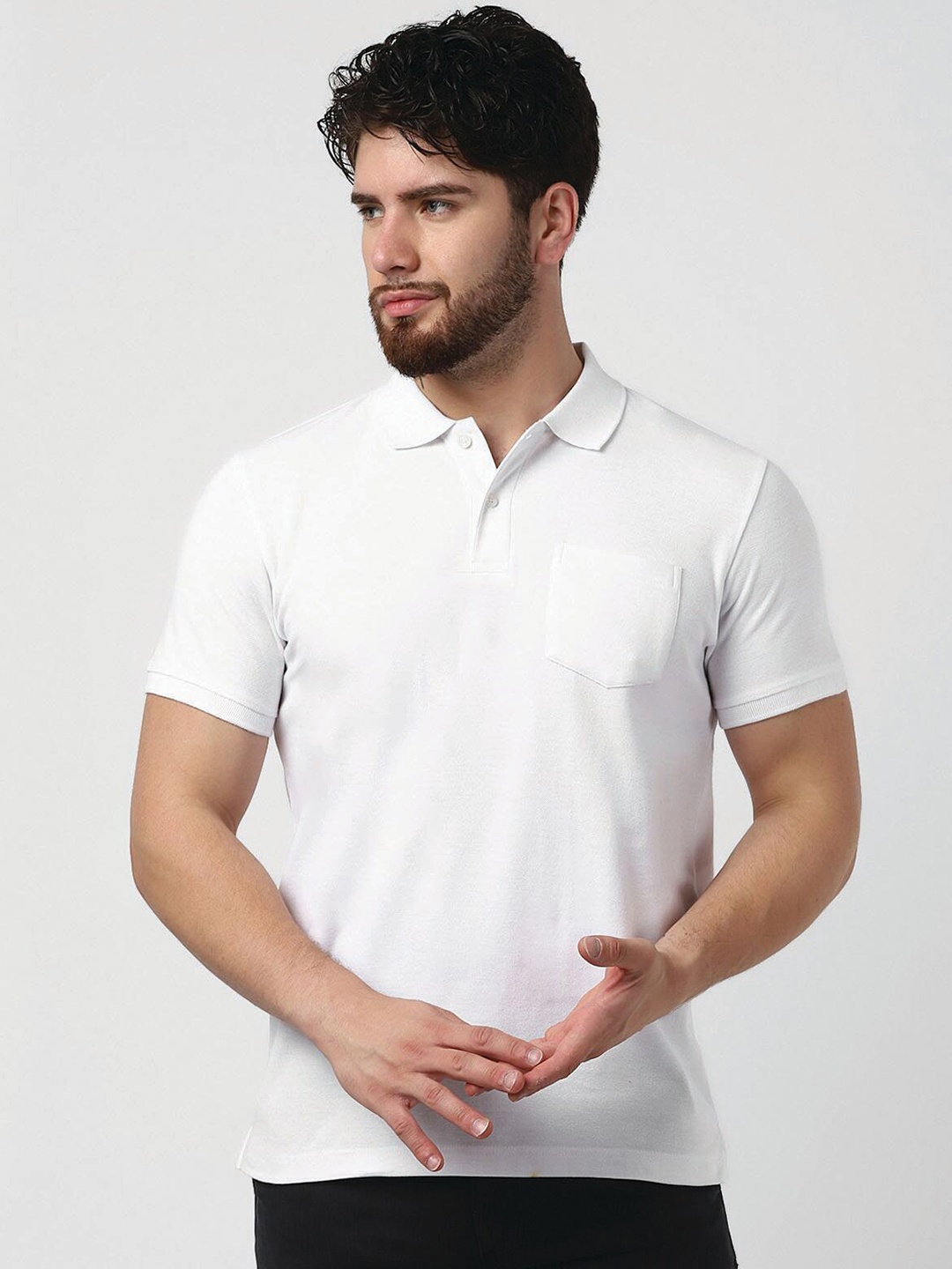 

UrbanMark Polo Collar Short Sleeves T-shirt, White