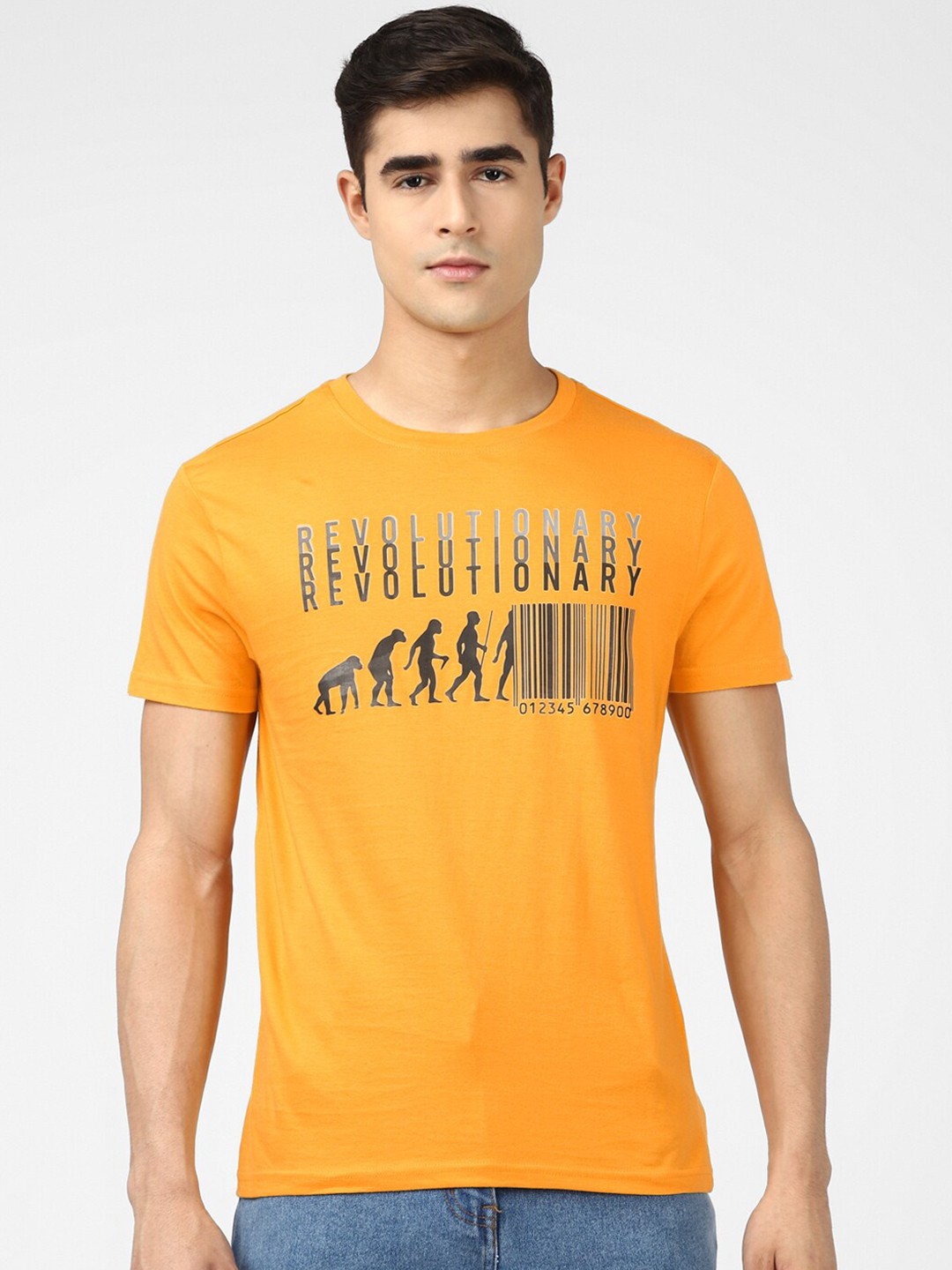 

UrbanMark Typography Printed Pure Cotton T-shirt, Mustard