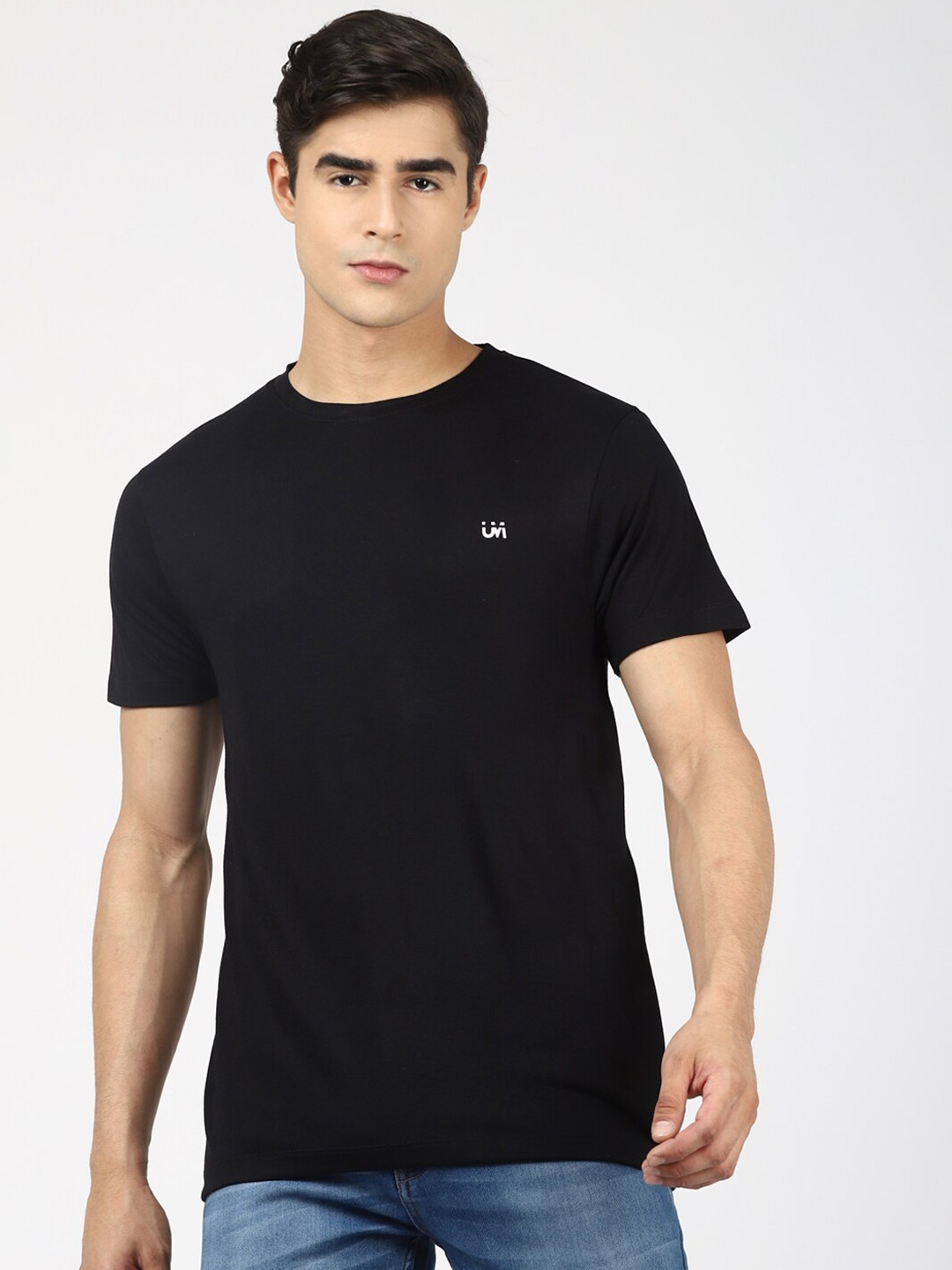 

UrbanMark Round Neck Cotton T-Shirt, Black