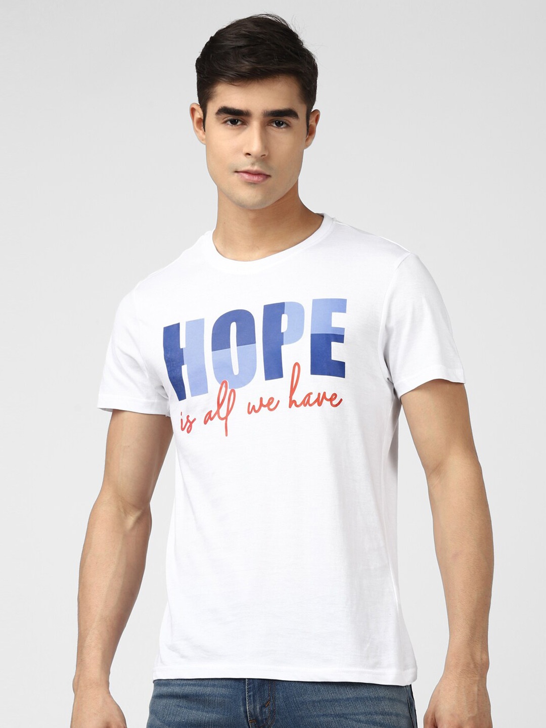 

UrbanMark Typography Printed Pure Cotton T-shirt, White