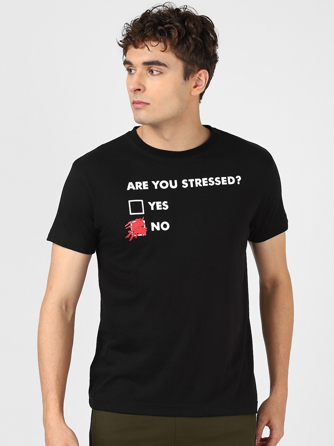 

UrbanMark Typography Printed Regular Fit T-shirt, Black