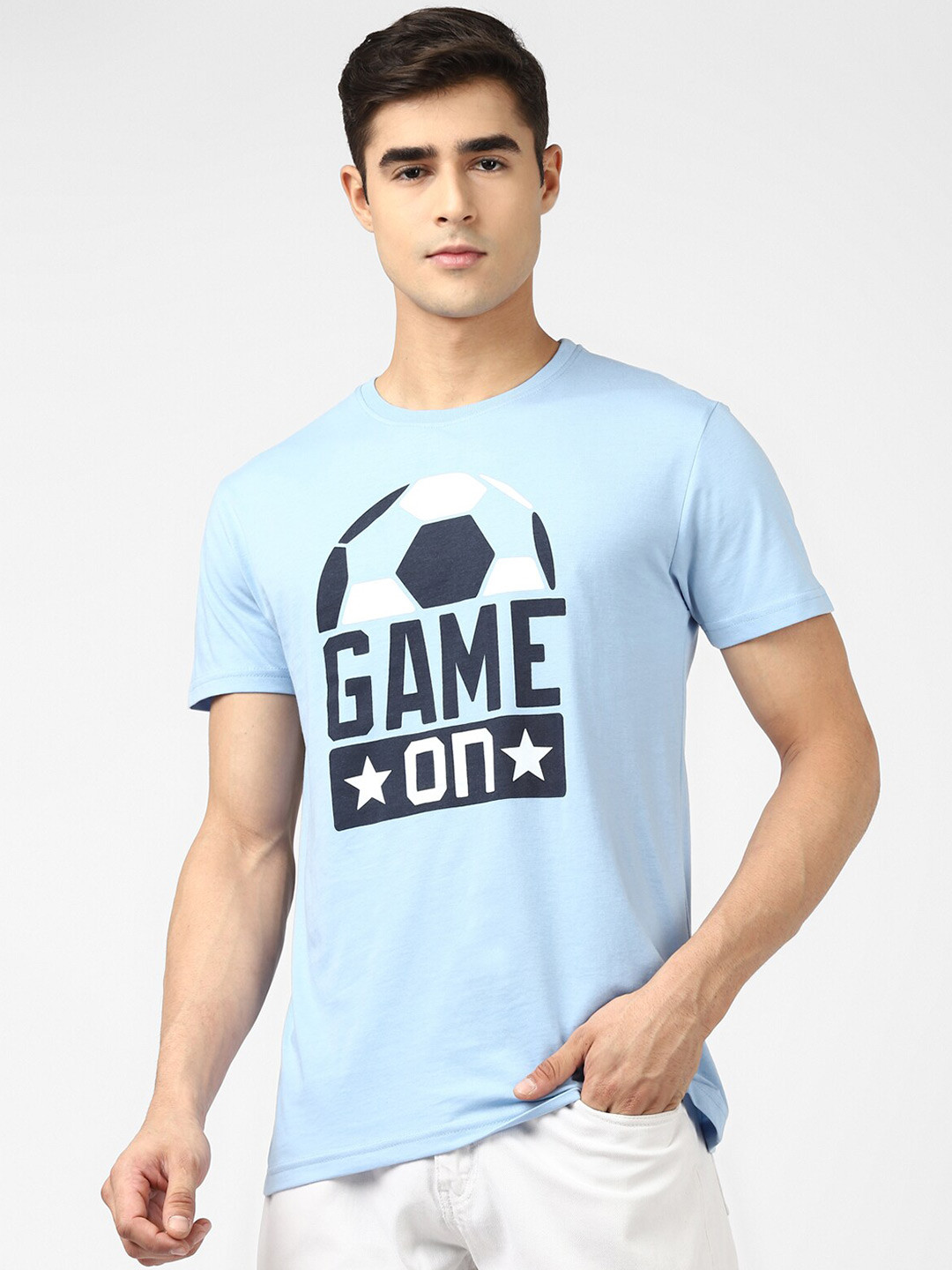 

UrbanMark Typography Printed Regular Fit T-shirt, Blue