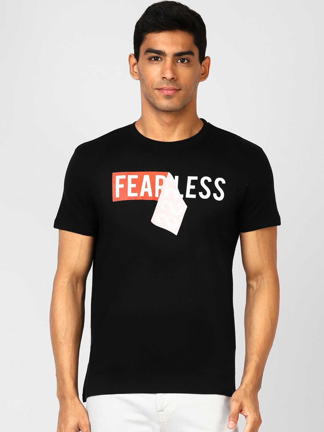 

UrbanMark Typography Printed Pure Cotton T-shirt, Black