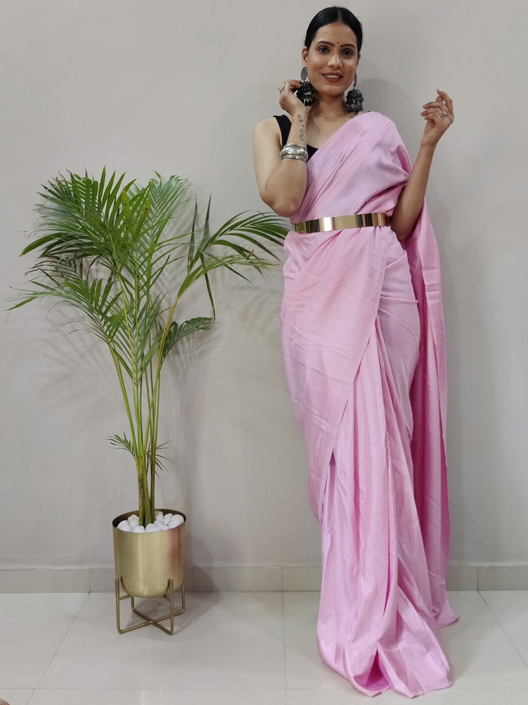 

Satrani Pink Ready To Wear Saree