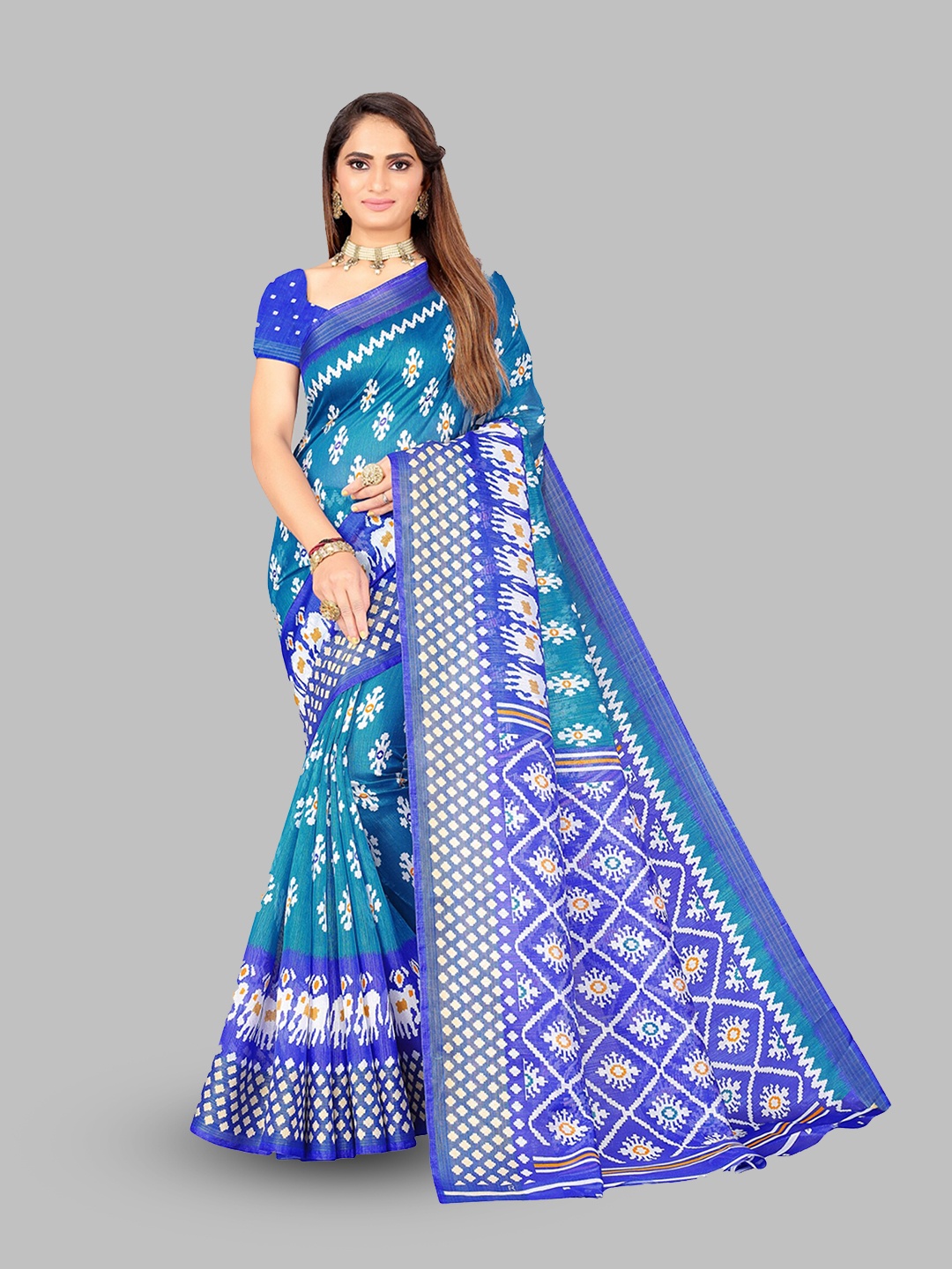 

N N ENTERPRISE Ethnic Motifs Printed Saree, Sea green