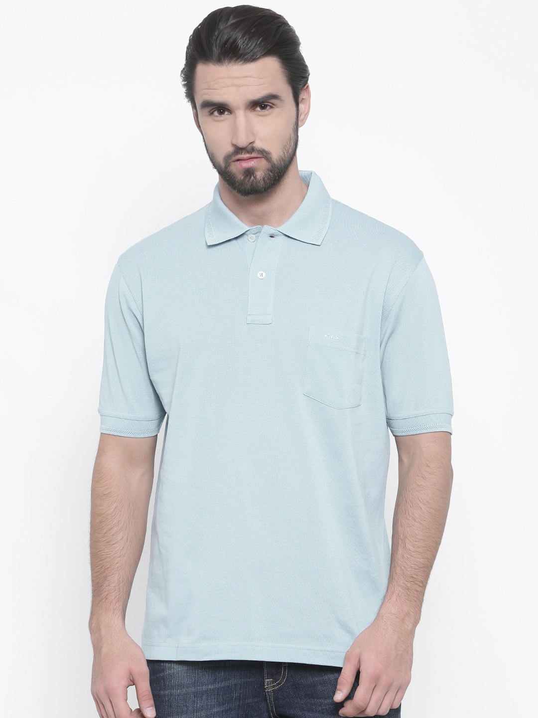 

ColorPlus Men Blue Solid Polo Collar T-shirt