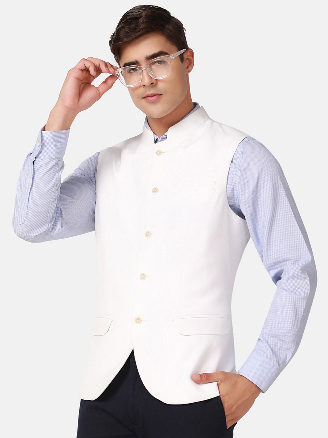 

Blackberrys Slim-Fit Nehru Jacket, White