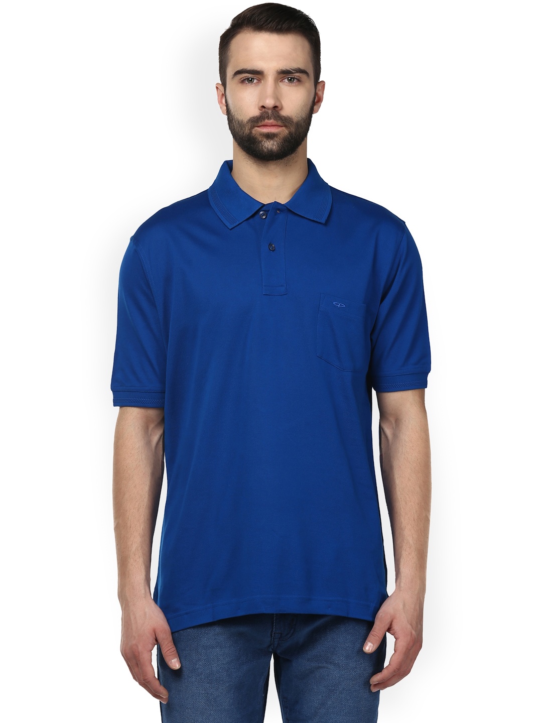 

ColorPlus Men Blue Solid Polo Collar T-shirt