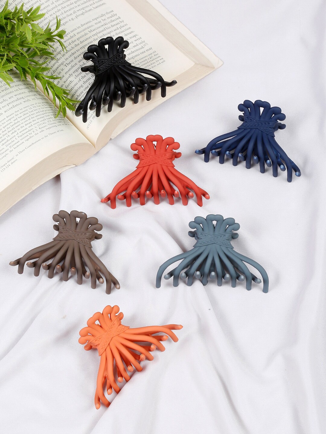 

YouBella Set of 6 Claw Clip Clutchers, Orange