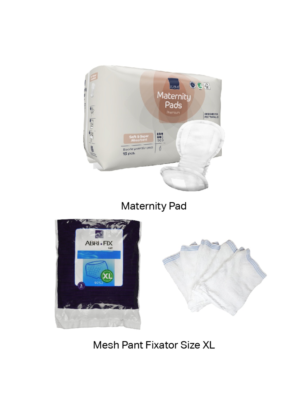 

Abena Pack Of 5 Maternity Pads With Multi-Use Mesh Fixator Pants (XL Size), White