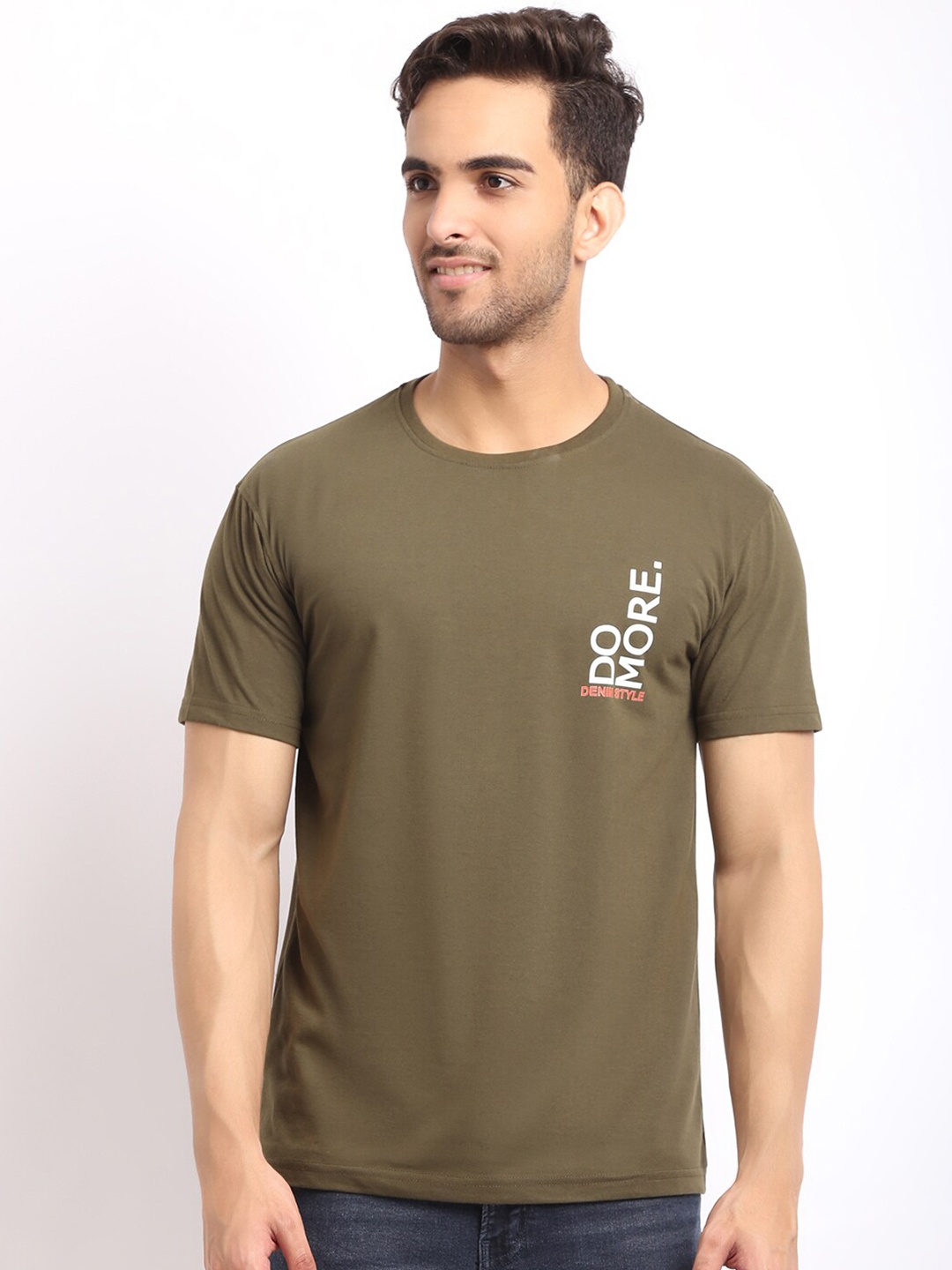 

HOUSE OF VEDAS Typography Printed T-shirt, Olive