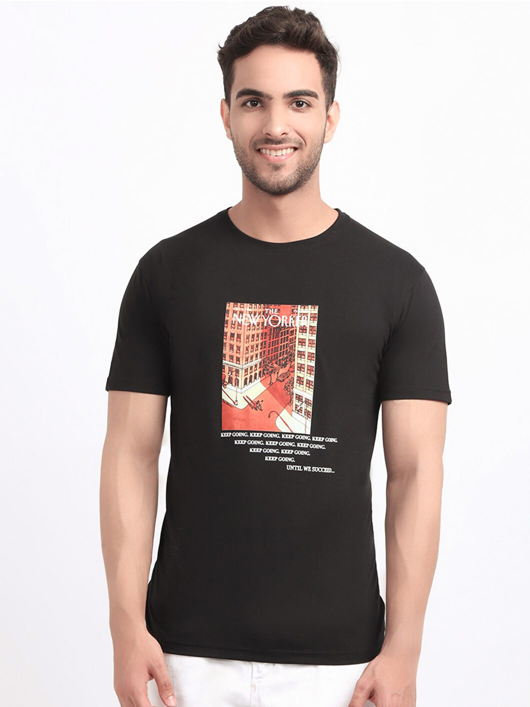 

HOUSE OF VEDAS Graphic Printed T-shirt, Black