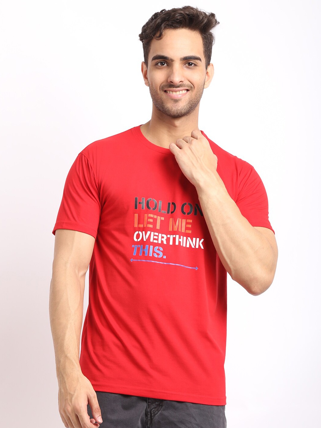 

HOUSE OF VEDAS Typography Printed T-shirt, Red