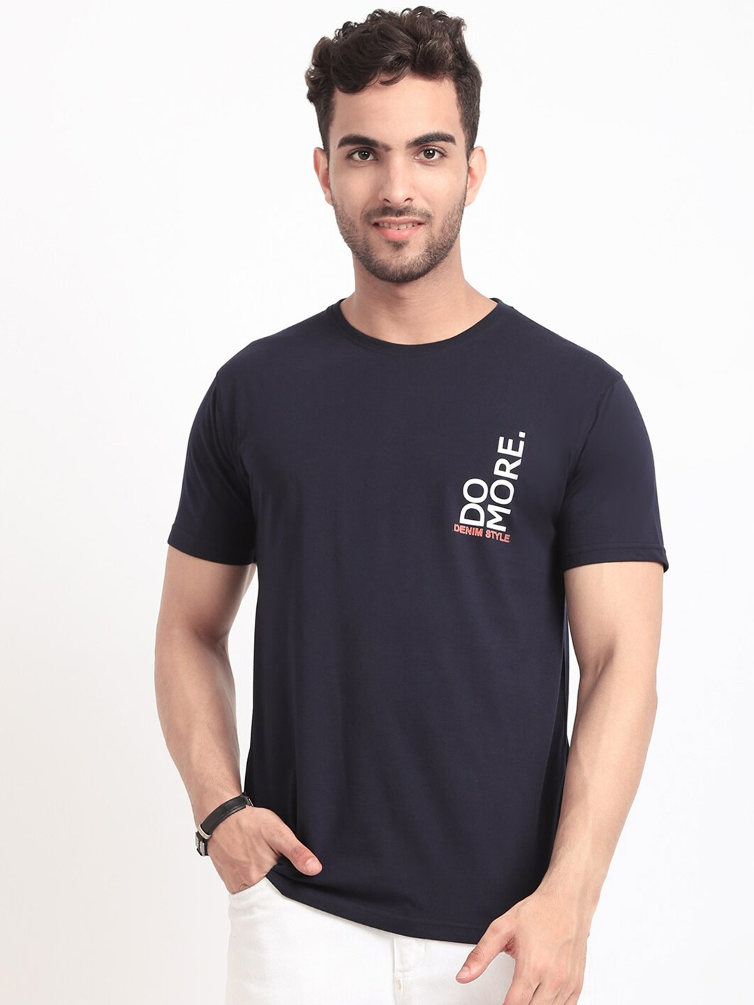 

HOUSE OF VEDAS Typography Printed T-shirt, Navy blue