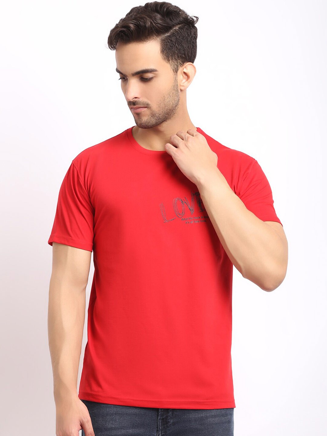 

HOUSE OF VEDAS Typography Printed T-shirt, Red