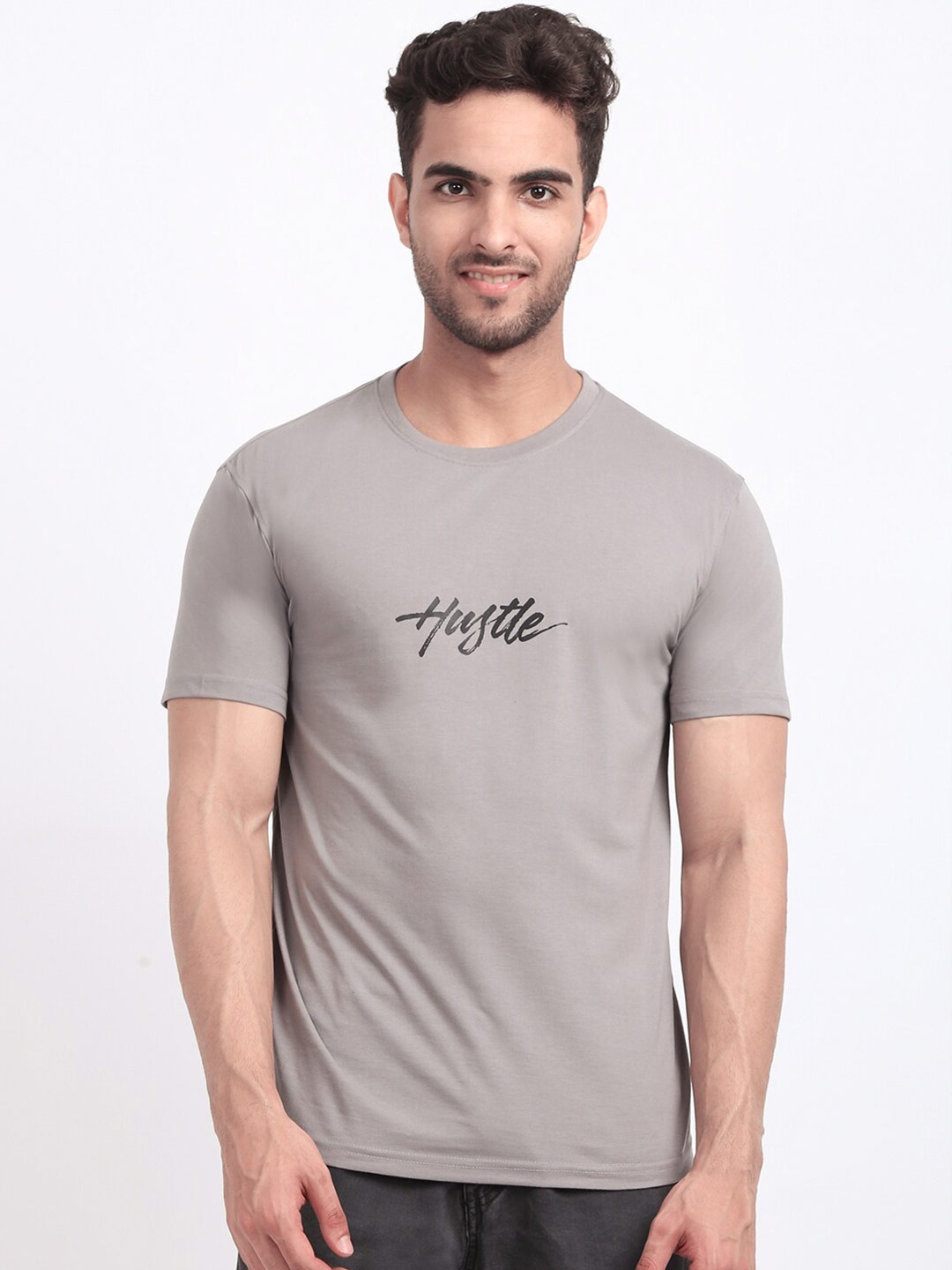 HOUSE OF VEDAS Typography Printed T-shirt, Grey