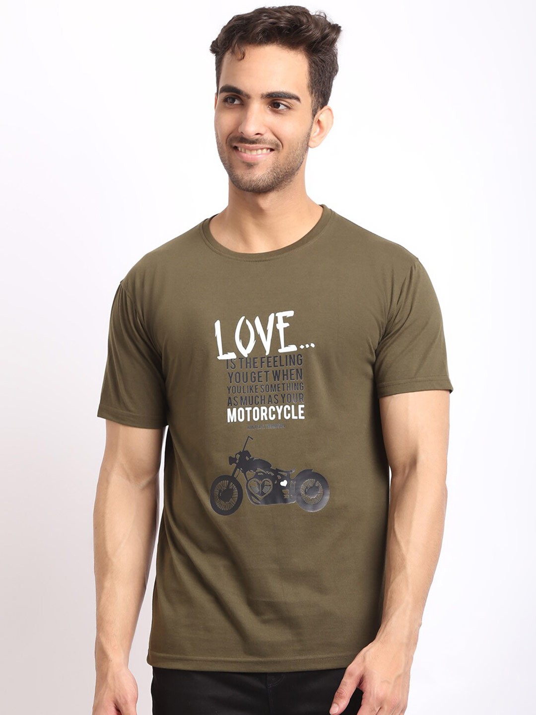 

HOUSE OF VEDAS Typography Printed T-shirt, Olive