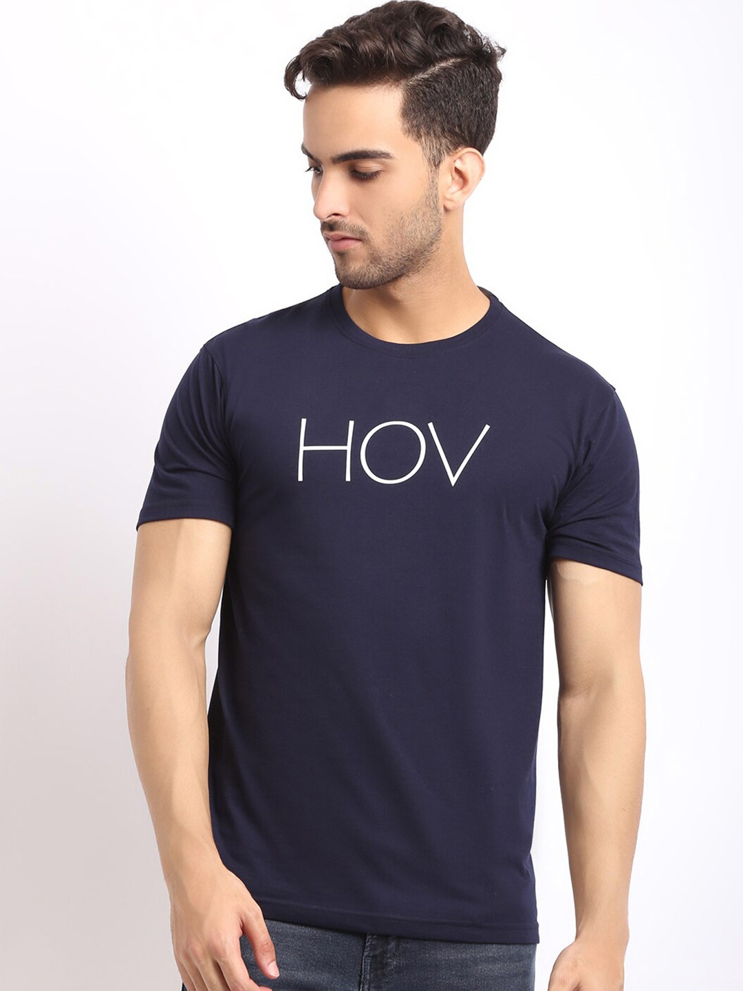 

HOUSE OF VEDAS Typography Printed T-shirt, Navy blue