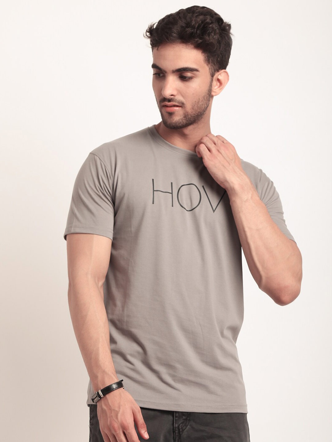 

HOUSE OF VEDAS Typography Printed T-shirt, Grey