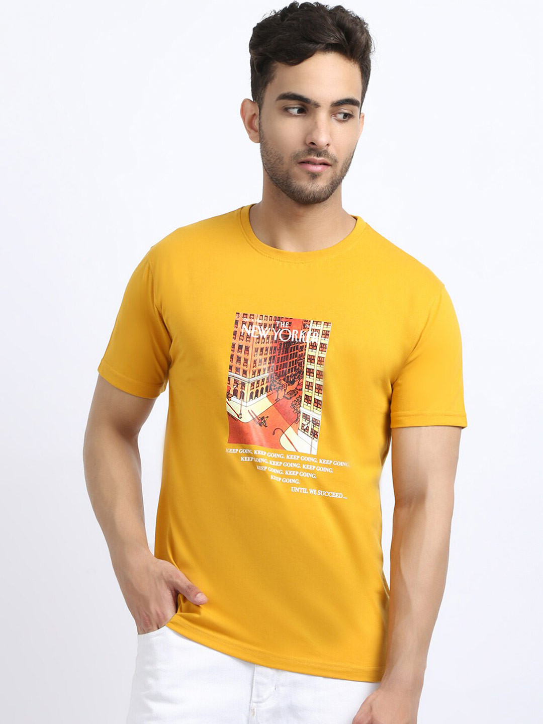 

HOUSE OF VEDAS Graphic Printed T-shirt, Yellow