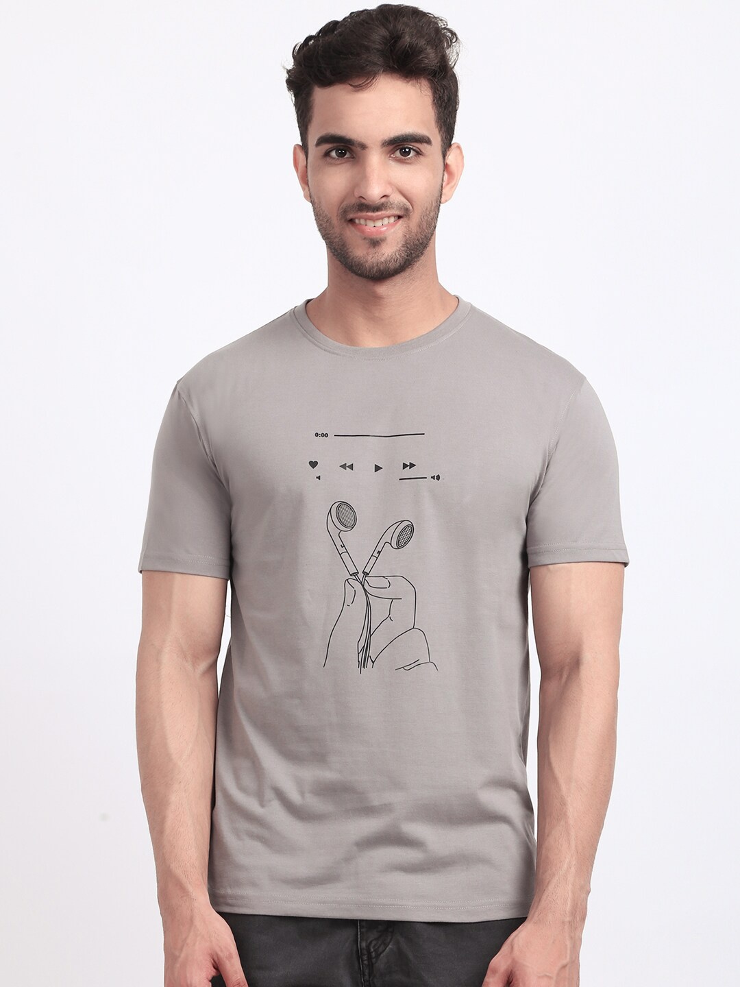 

HOUSE OF VEDAS Graphic Printed T-shirt, Grey