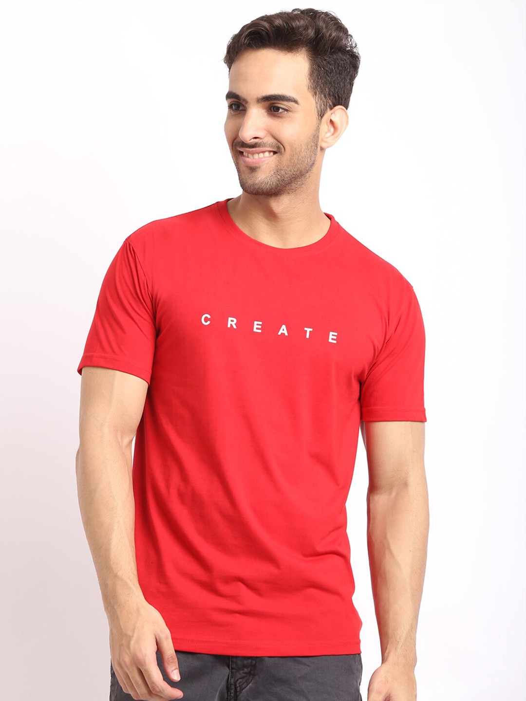 

HOUSE OF VEDAS Typography Printed T-shirt, Red