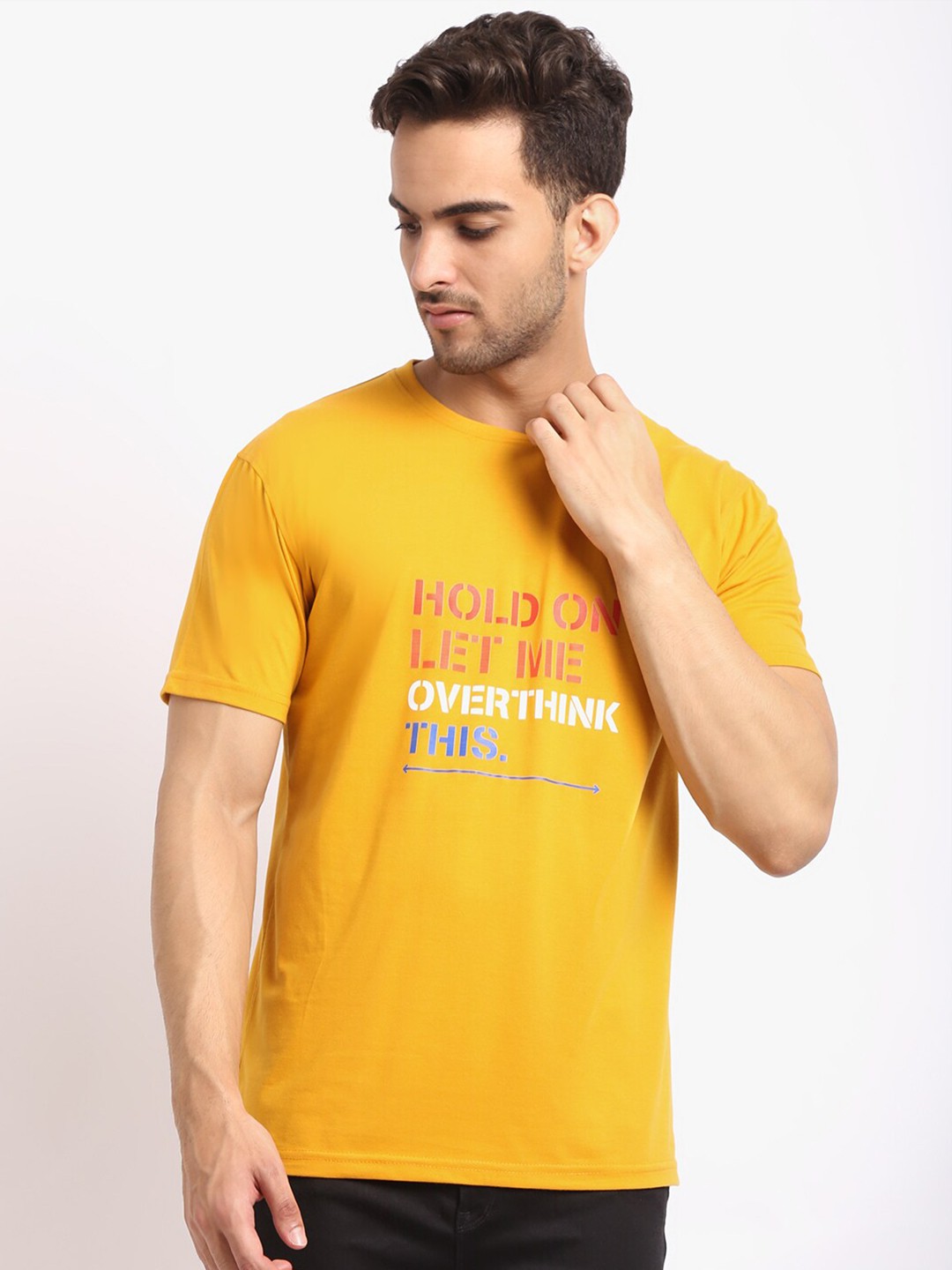 

HOUSE OF VEDAS Typography Printed T-shirt, Yellow