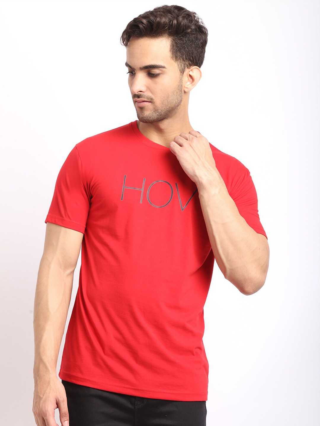 

HOUSE OF VEDAS Typography Printed Regular Fit T-shirt, Red