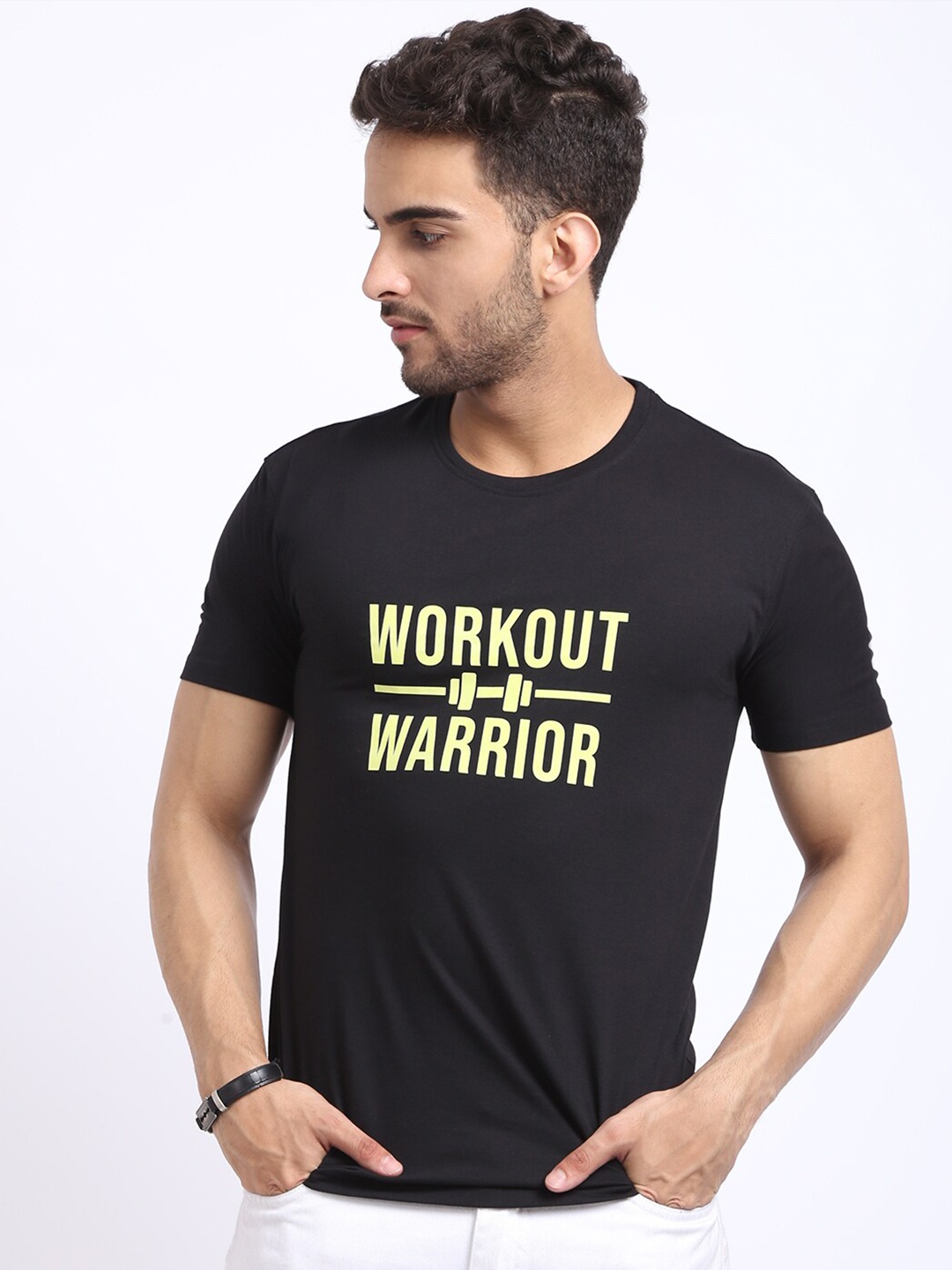 

HOUSE OF VEDAS Typography Printed Regular Fit T-shirt, Black