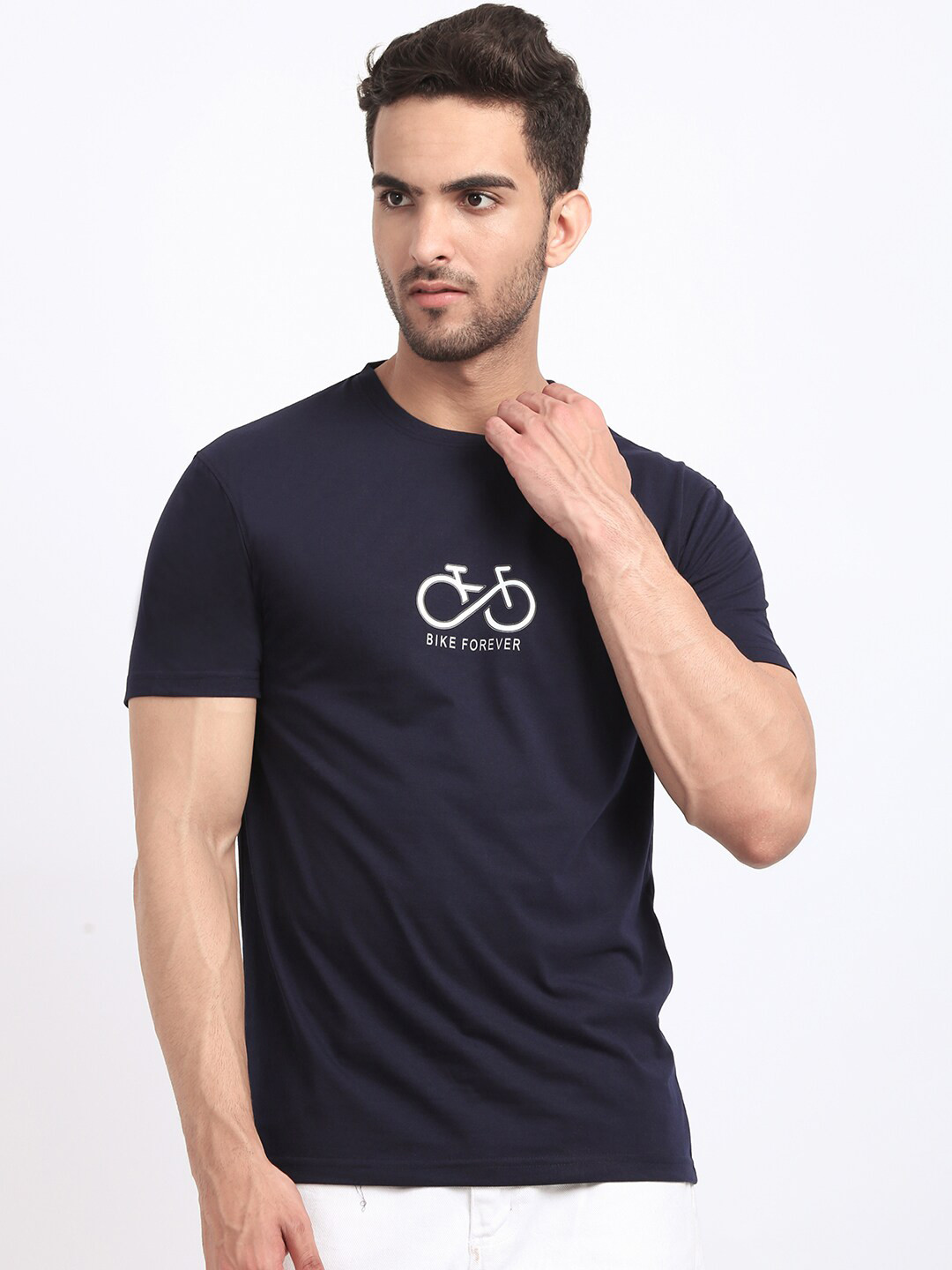 

HOUSE OF VEDAS Typography Printed Regular Fit T-shirt, Navy blue