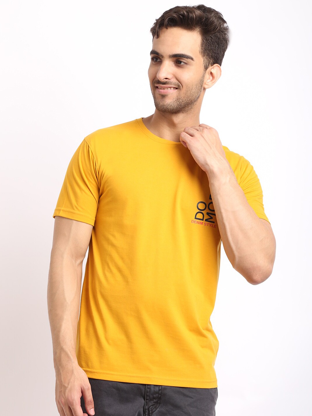 

HOUSE OF VEDAS Round Neck T-shirt, Yellow