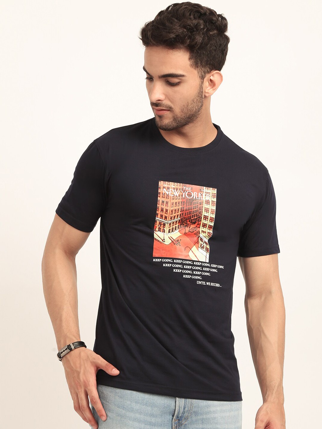 

HOUSE OF VEDAS Graphic Printed T-shirt, Navy blue