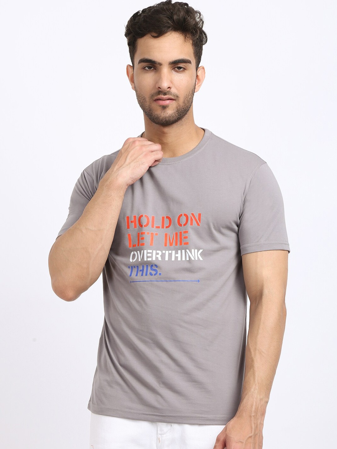 

HOUSE OF VEDAS Typography Printed T-shirt, Grey