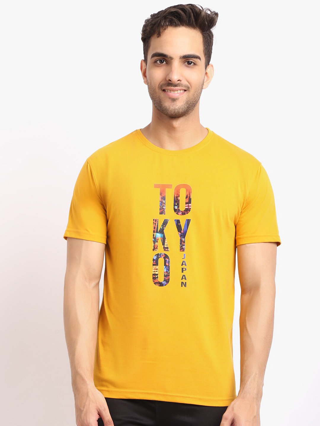 

HOUSE OF VEDAS Typography Printed T-shirt, Yellow