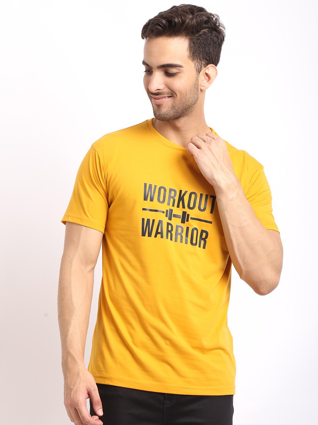 

HOUSE OF VEDAS Typography Printed Round Neck T-Shirt, Yellow